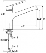 Ideal Standard Retta 1, edelstahlfinish, Hochdruck, 5024090