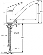 Ideal Standard CeraSprint 1, edelstahlfinish, Niederdruck, 5024074