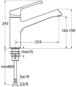 Ideal Standard Retta 4, Fensterarmatur, chrom, Hochdruck, 5024042