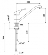 Reginox Amazon Einhebelmischer mit Festauslauf, Niederdruck, Chrom, K825K