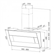 best Iris FPX HF 80 schwarz, Wandhaube, 80 cm, EEK: B, 07F94103, BHC83650BA