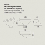 Falmec Verbindungselement, Doppelabsaugung rechts, 101647