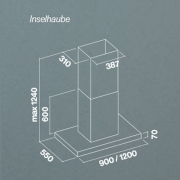 Falmec Plane NRS Inselhaube 120 cm, Edelstahl, mit 5 Jahren Garantie