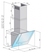 Silverline Pandora Eco PAW 853 W Wandhaube, 80 cm Edelstahl-Weissglas