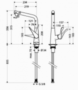 hansgrohe Metris 1, edelstahlfinish, Hochdruck, 5026092