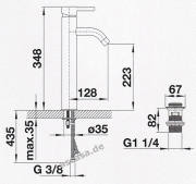 Blanco Maja-WT Waschtischarmatur fr Aufsatz-Waschschalen, 520398