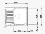 Blancotipo 45 S Mini Edelstahl Brstfinish, Becken reversibel, 516053