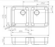 Reginox L18 35D40 VPVP-CC (304) ohne berlauf, als Auflagesple und flchenbndige Sple einbaubar