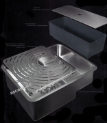 Reginox Niagara inklusive Tropfgitter, Becken rechts, als Auflagesple, flchenbndige Sple und Unterbausple einbaubar