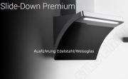 Silverline Slide-Down Premium SDW 894 W, Edelstahl/Weissglas Wandhaube, 80 cm. Mit 5 Jahren Garantie!