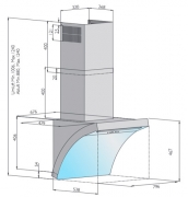 Silverline Slide-Down Premium SDW 894 W, Edelstahl/Weissglas Wandhaube, 80 cm. Mit 5 Jahren Garantie!