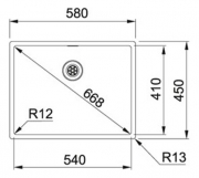 Franke Box BXX 110-50 / BXX 210-50 Einbausple - SlimTop, Druckknopf rund, 127.0375.273