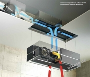 berbel Deckenlifthaube Skyline 2 BDL 115 SK weiss mit Liftfunktion, Edelstahl Deckenplatte, LED Kochfeldbeleuchtung und Effektbeleuchtung, mit 5 Jahren Garantie