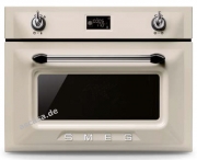 SMEG SF4920MCP1 Nostalgie Einbau-Kompakt-Mikrowellenbackofen, Creme, mit 5 Jahren Garantie!