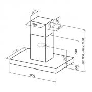 best Zeta Island HF schwarz, Inselhaube, 90 cm, EEK: A, 07L08600, BHS94750BA