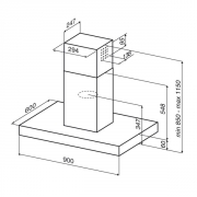 BEST Theta IS HF Inselhaube Edelstahl, 90cm, EEK: A, 07L08200, BHS96750XA