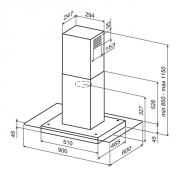 BEST Tau IS HF Inselhaube Edelstahl und Glas, 90 cm, EEK: A, 07L08300, BHS96750AA, Mit 5 Jahren Garantie!