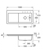Villeroy & Boch Subway 60 XL, Farbe i5 Sand, Classicline, Becken rechts oder Becken links