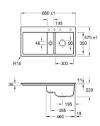 Villeroy & Boch Subway 50 flat, Farbe S5 Ebony, Premiumline, Becken rechts oder Becken links