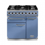 Falcon 900 Deluxe, Range Cooker, Gaskochfeld, 90 cm, Farbe Cherry Red, mit 5 Jahren Garantie!