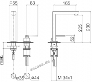 Dornbracht Lot Einhebelmischer Bar Tap, Zweilochbatterie mit Einzelrosetten, Hochdruck, Platin matt, 32805680-06