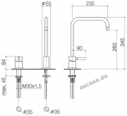 Dornbracht Meta.02 Einhebelmischer, Zweilochbatterie, Hochdruck, Platin matt, 32815625-06