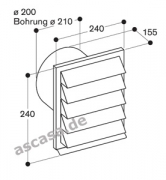 Gaggenau AD 700 051, Wandauslass Edelstahl NW 200 rund