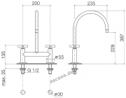 Dornbracht Tara Zweiloch-Brckenbatterie, Hochdruck, Chrom, 19815892-00