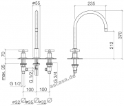 Dornbracht Tara Dreilochbatterie, Hochdruck, Platin matt, 20815892-06