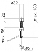 Dornbracht Exzenterbettigung ohne Rosette, mit Drehknopf, Platin matt, 10712970-06