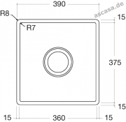 Dornbracht Water Units Einzelsplbecken, Unterbau, 390 x 405 mm, Edelstahl gebrstet, 38040000-86