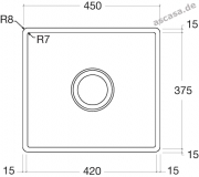 Dornbracht Water Units Einzelsplbecken, fr Unterbau, 450 x 405 mm, Edelstahl gebrstet, 38060000-86