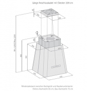 Silverline Lift-Up Isola Premium LII 594 W Inselhaube, 50 cm Farbe weiss/Weissglas. Mit 5 Jahren Garantie!