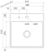 Dornbracht Water Units Einzelsplbecken, 510 x 510 mm, Edelstahl gebrstet, 38111000-86