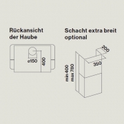 Falmec Flipper, Design, Glas/Schwarz satiniert, 85 cm, Wandhaube, mit 5 Jahren Garantie