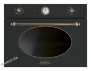 SMEG SF4800MAO Nostalgie Kompakt-Mikrowelle mit Grill, Anthrazit/Messing antik, mit 5 Jahren Garantie!