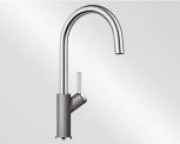 Blanco Carena Armatur, Silgranit-Look zweifarbig, Hochdruck Festauslauf, Farbe alumetallic/chrom, 520973