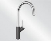 Blanco Carena Armatur, Silgranit-Look zweifarbig, Hochdruck Festauslauf, Farbe felsgrau/chrom, 520972