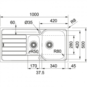 Franke Smart SKX 651 Einbausple Edelstahl, Excenterventil, reversibel, 101.0464.044