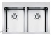 SMEG LFT3434RS Einbau-Doppelsple Flachrahmen, Edelstahl, 79 cm