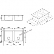 SMEG LFT3434RS Einbau-Doppelsple Flachrahmen, Edelstahl, 79 cm