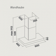 Falmec Stilo NRS Wandhaube 90 cm, Front fasteel, mit 5 Jahren Garantie