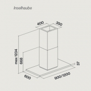 Falmec Zenith NRS Inselhaube, Grundelement + Glaspaneel 90 cm, Edelstahl, mit 5 Jahren Garantie