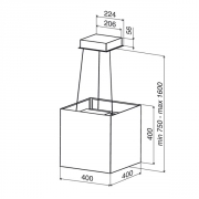 best Cube schwarz, Inselhaube, 40 cm, EEK: E, 07G03803A, BHS56450BA, mit 5 Jahren Garantie!