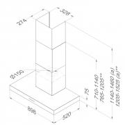 Novy Salsa Wandhaube 6201, Edelstahl, 90cm, mit 5 Jahren Garantie