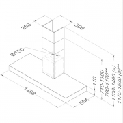 Novy Proline Wandhaube 7300, Edelstahl, 150cm, mit 5 Jahren Garantie