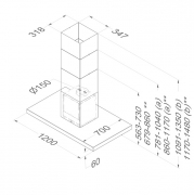 Novy Flatline 7660 Inselhaube, Edelstahl, 120cm, mit 5 Jahren Garantie