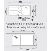 Blanco Median Einbausple 6 S-IF Flachrand, Becken links, 518452