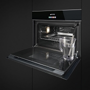 SMEG SF4604VCNX1, Kompakt-Dampfbackofen, schwarz, Profilleisten Edelstahl, EEK: A+, mit 5 Jahren Garantie!