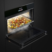 SMEG SF4604VCNX1, Kompakt-Dampfbackofen, schwarz, Profilleisten Edelstahl, EEK: A+, mit 5 Jahren Garantie!